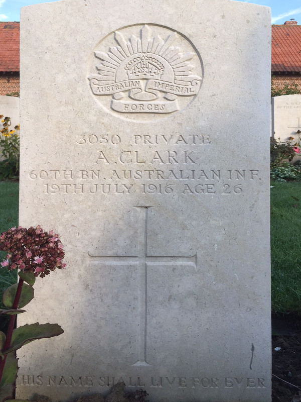 Headstone at Y Farm Military Cemetery