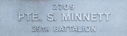 Image of plaque on tree N161 for Samuel Minnett